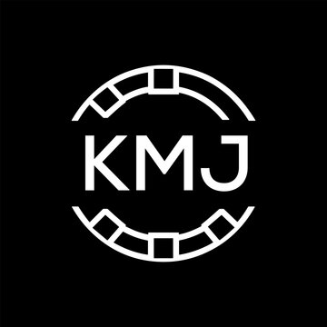 Clean Line Art Monogram Emblem for Brands, KMJ Later Logo, Unique Letter  Logo with Circular Motif, 
