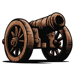 Historic Cannon Icon Vector – Artillery Silhouette for Warfare, Vintage & Military Design