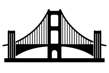 Golden Gate Bridge silhouette vector, Golden Gate black symbol

