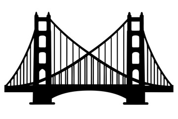 Golden Gate Bridge silhouette vector, Golden Gate black symbol
