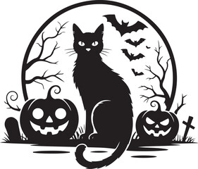 Haunted Castle Bats Bones Tree Silhouette Halloween Spooky Scary Horror