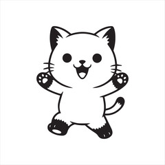 Happy kawaii cat coloring page for kids