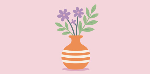 Bright flowers in a charming vase add a touch of joy to any space with a playful pink background