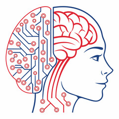 Vector art of artificial intelligence brain isolated