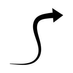 Curved black arrow icon transparent file. Arrow indicates the direction symbol. Curved arrow sign. 