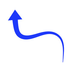 Curved blue arrow icon transparent file. Arrow indicates the direction symbol. Curved arrow sign. 