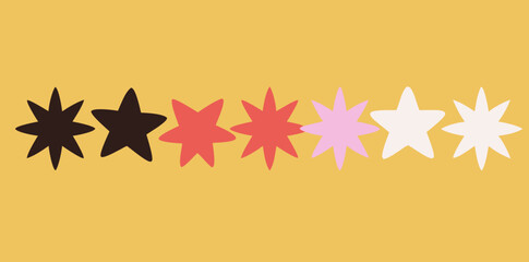 Colorful star shapes in a creative arrangement displaying a playful and artistic vibe