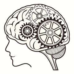 Obraz premium Vector art of brain with gears