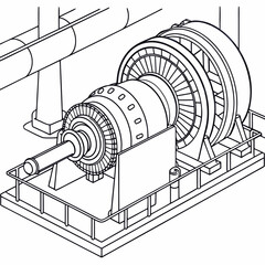 Vector art of isometric view of a steam turbine © Mamun