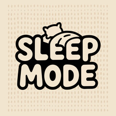 Cute sleep mode text with adorable sleeping animal icon relaxing peaceful rest concept graphic design element for sleep related projects vector
