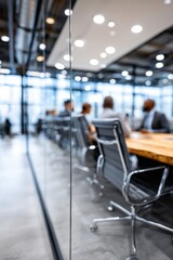 Business meeting in a modern conference room with professionals discussing important projects