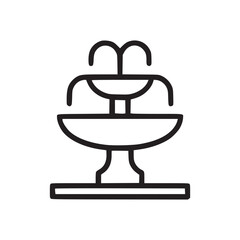 A minimalist line drawing of a tiered fountain with water jets on a white background simple design