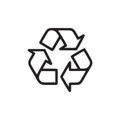 Isolated simple black recycle symbol with arrows on a white background in a centered position