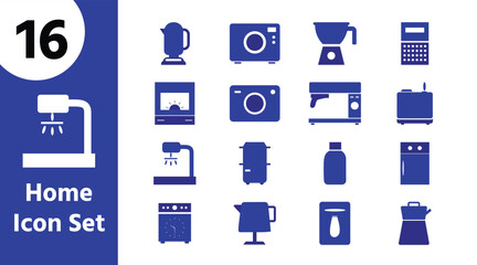 Home Appliances and Kitchen Electronics Icon Set  Blender, Coffee Maker, Toaster, and Fridge Vector