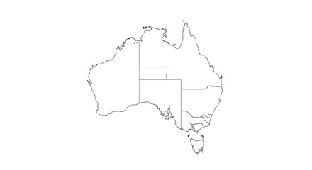 Naklejka premium Detailed outline map of Australia's states for geography lessons, travel planning, or educational resources showcasing Australian regions