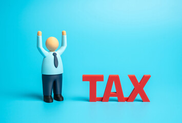 A businessman is afraid of taxes. Reporting period, tax audit. Financial stress, economic responsibility, and control by authorities. Business finance and legal