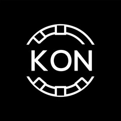 Modern  Tech Logo Design – Futuristic Blue and White Circular Emblem on Black Background, KON Later Logo,   © MDMAINUL