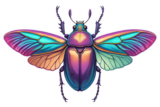 Iridescent rainbow beetle insect isolated on transparent background - Powered by Adobe