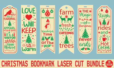 Christmas Bookmark Laser Cut Design Featuring Angels, Stars, and Snowflakes, Ideal for Handmade Gifts, Paper Crafting, and Holiday Themed Reading Accessories