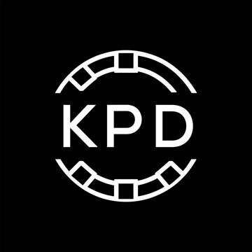 Modern  Tech Logo Design &ndash; Futuristic Blue and White Circular Emblem on Black Background, KPD Later Logo, 
