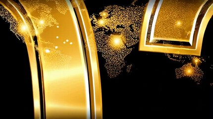 The text "2026" on the background of a neon gold world map. The concept of meeting the new year 2026. - Powered by Adobe