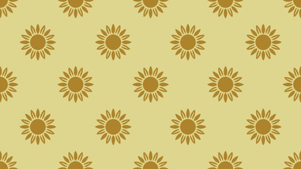 Fototapeta premium Cheerful sunflower pattern creates a warm, inviting ambiance for backgrounds, textiles, and designs with a sunny, happy, and summery vibe