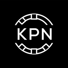Modern  Tech Logo Design – Futuristic Blue and White Circular Emblem on Black Background, KPN Later Logo, 
