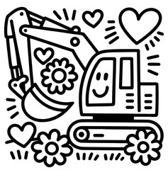 Mini Excavator silhouette, Creative excavator illustration, Construction excavator silhouette vector illustration isolated on a white background,

