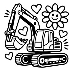 Mini Excavator silhouette, Creative excavator illustration, Construction excavator silhouette vector illustration isolated on a white background,
