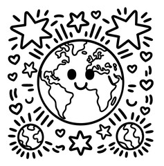 vector doodle illustration of a planet earth
