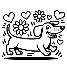 doodle sketch line Dachshund dog characters, hand drawn set. Vector graphic element illustration
