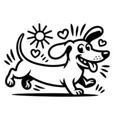 doodle sketch line Dachshund dog characters, hand drawn set. Vector graphic element illustration
