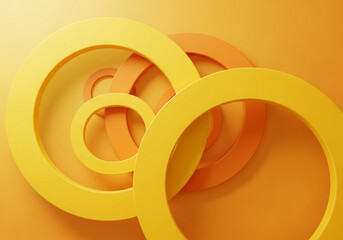 Abstract yellow and orange circles background, modern 3d render design for presentation or graphic design