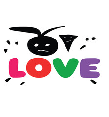 Cute Cartoon Rabbit  Love Illustration