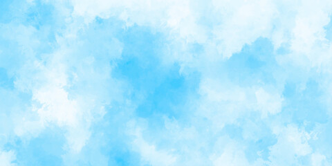 Light sky blue and white grunge smooth shades aquarelle background. sky cloud for wallpaper backdrop texture. blue watercolor splash stroke background with clouds. hand drawn paint watercolor texture.