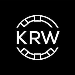 Modern  Tech Logo Design – Futuristic Blue and White Circular Emblem on Black Background, KRW Later Logo, 
