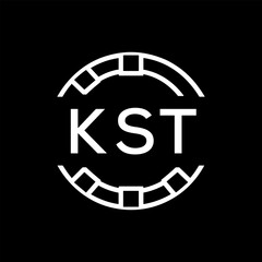 Modern  Tech Logo Design – Futuristic Blue and White Circular Emblem on Black Background, KST Later Logo, 
