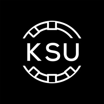 Modern  Tech Logo Design &ndash; Futuristic Blue and White Circular Emblem on Black Background, KSU Later Logo, 
