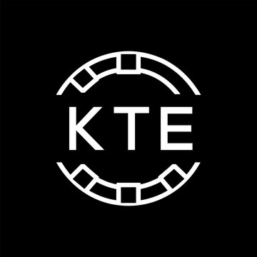 Modern  Tech Logo Design &ndash; Futuristic Blue and White Circular Emblem on Black Background, KTE Later Logo, 
