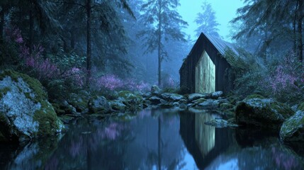 Mystical Forest Cabin by the Lake