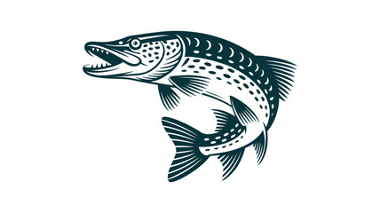 Fototapeta premium Illustration of a northern pike fish jumping