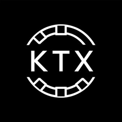 Modern  Tech Logo Design – Futuristic Blue and White Circular Emblem on Black Background, KTX Later Logo, 
