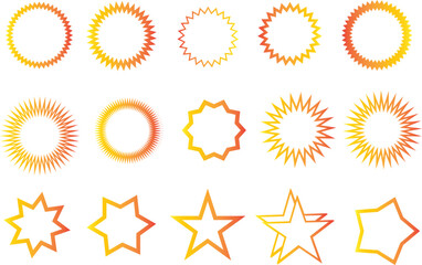  Colorful Starburst and Outline Badge Shape Collection for Labels and Promotions
