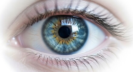 Close-up of a Captivating Blue Human Eye, Detailed Iris