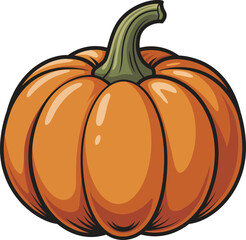 A bright orange pumpkin with a green stem, symbolizing the beauty of fall and the spirit of harvest season. This detailed image captures the essence of Thanksgiving, Halloween, and autumn decorations.