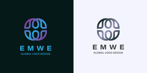 M and W Global Logo Design featuring Abstract Stylized Globe Icon.