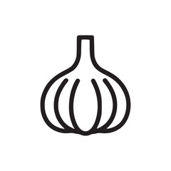 A simple line drawing of a garlic bulb with its segments outlined on a white background image view