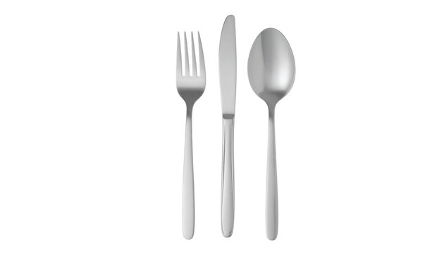  Classic dining utensils trio fork, spoon, and knife isolated on transparent background