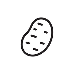 A simple black and white line drawing of a potato with several small markings on the potato surface