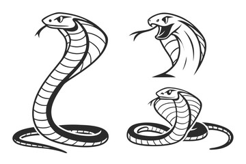 Fototapeta premium Minimalist realistic snake icon set in black and yellow